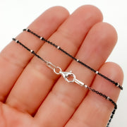 Black Rhodium Sterling Silver Chain with Silver Cubes